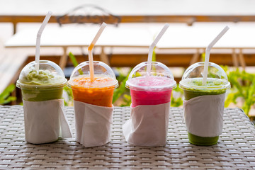 Iced and frappe matcha green tea ,Thai tea,milk
