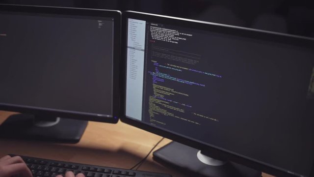 Computer language script on the monitors