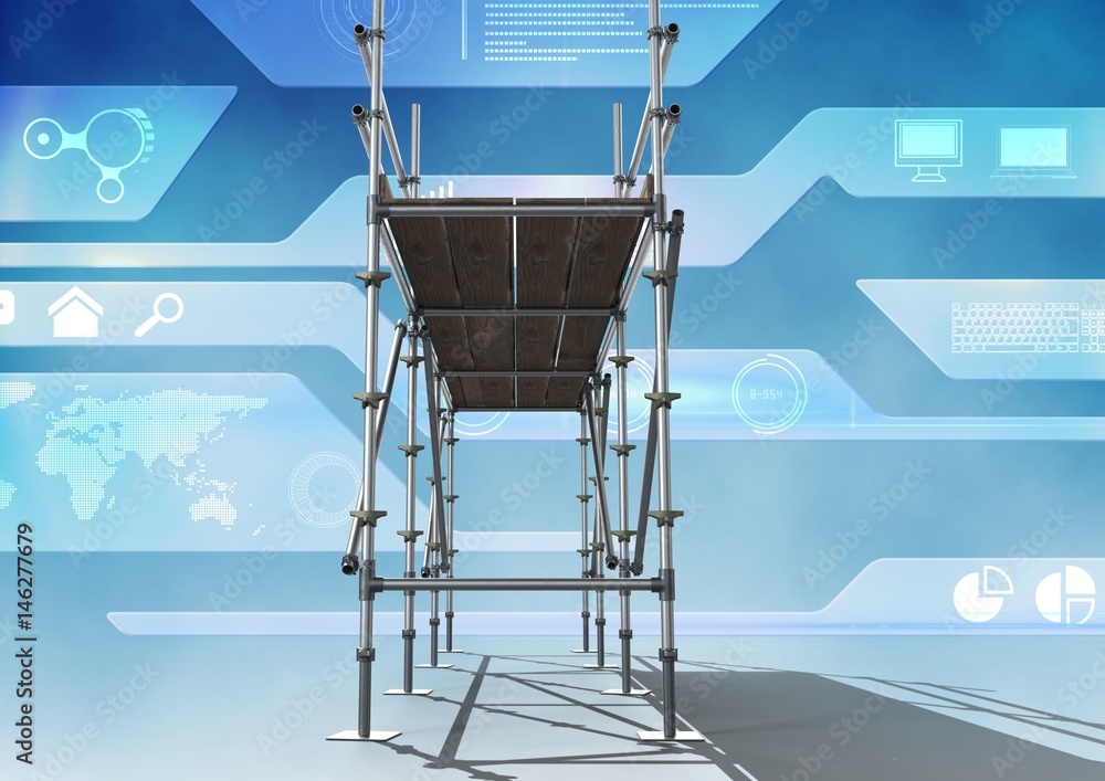 Poster technology interface with 3d scaffolding