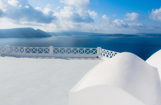 Abstract architecture of cycladic aegean traditional buildings, Santorini, Greece.