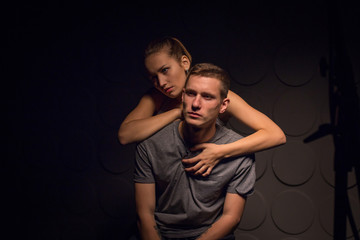 Passionate young couple in the room