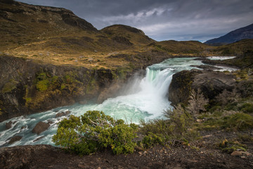 Fototapeta na wymiar Paine Grande Waterfall, Torres del Paine, Patagonia, Chile