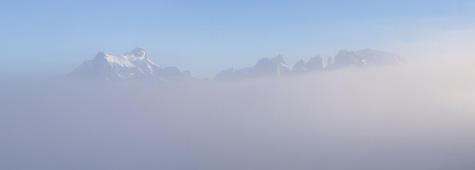 Fototapeta na wymiar Fog in the Torres del Paine National Park, Patagonia, Chile