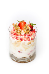 Delicious and healthy dessert on a white background