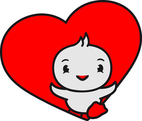 herz liebe verliebt süß niedlich klein baby kind ente vogel comic cartoon