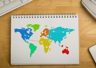 Colorful Map on a notepad