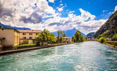 Beautiful river landscape of Interlaken, Switzerland