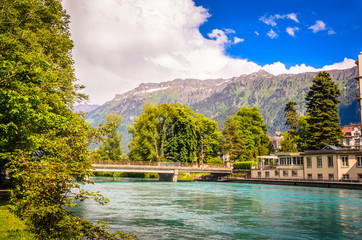 Beautiful river landscape of Interlaken, Switzerland