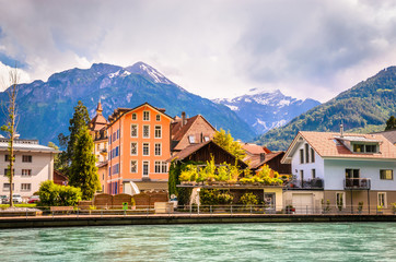 Naklejka premium Beautiful river landscape of Interlaken, Switzerland