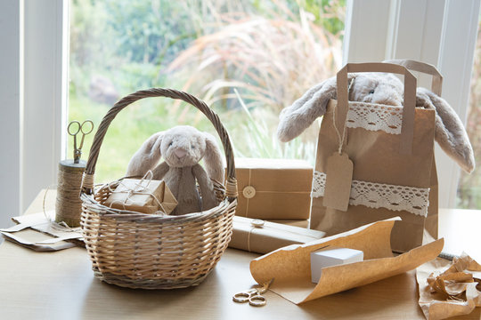 Bunny in a basket