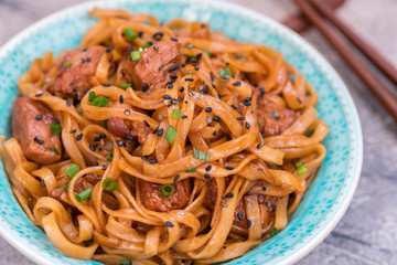 Stir Fried noodle with pork in soy sauced