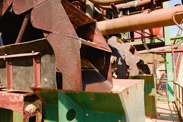 Rusty industrial machine. Rusty parts. Closeup