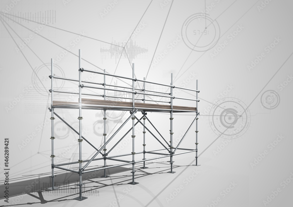 Poster connections technology background with 3d scaffolding