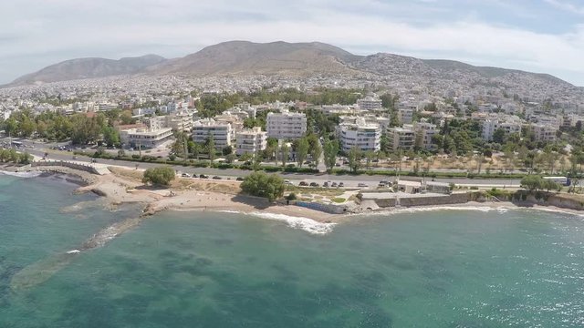 Aerial view of the beach of Voula in Athens