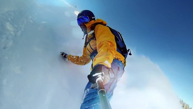 Slow Motion Selfie Snowboarding