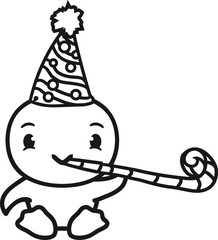 geburtstag geschenke party feiern tröte hut spaß süß niedlich klein baby kind ente vogel comic cartoon