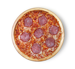 Salami pizza. This picture is perfect for you to design your restaurant menus. Visit my page. You will be able to find an image for every pizza sold in your cafe or restaurant.  
