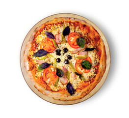 Pizza with bacon, This picture is perfect for you to design your restaurant menus. Visit my page. You will be able to find an image for every pizza sold in your cafe or restaurant. 
