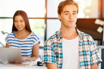 Young man working in office