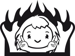 feuer hölle heavy metal hard rock hand hörner teufel musik party feiern club konzert küken süß niedlich klein baby kind ente vogel comic cartoon