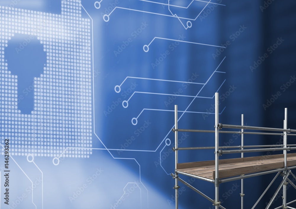 Poster security lock interface with 3d scaffolding