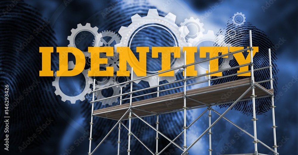 Poster composite image of identity word in 3d
