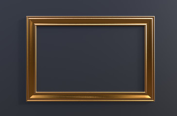 3d rendering of modern hanging copper color photo frame on a black background