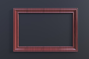 3d rendering of modern hanging wine color photo frame on a black background
