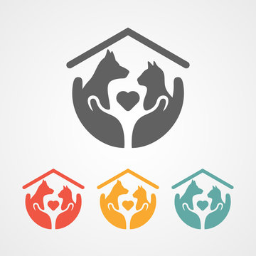 Pet Care Logo With Home Icon