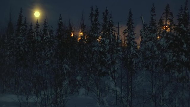 North pole at night, North of Russia