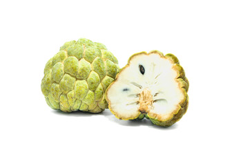 Fresh Custard Apple on white background.