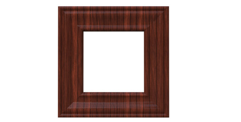 3d rendering of  isolated modern hanging red mahogany color photo frame on a white background