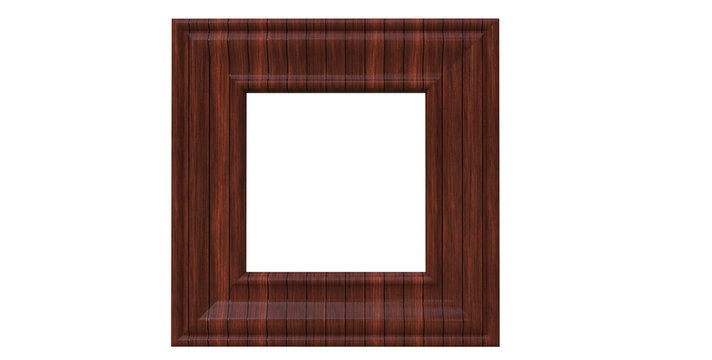 3d rendering of  isolated modern hanging red mahogany color photo frame on a white background