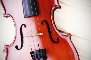 violin on wooden background