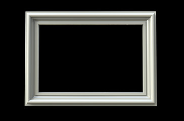 3d rendering of  isolated modern hanging silver color photo frame on a black background