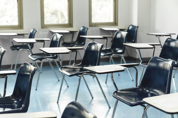 University lecture chairs and tables