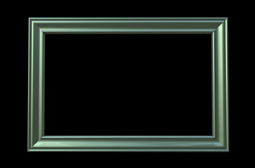 3d rendering of  isolated modern hanging metallic green  color photo frame on a black background