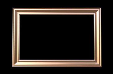 3d rendering of  isolated modern hanging light copper color photo frame on a black background