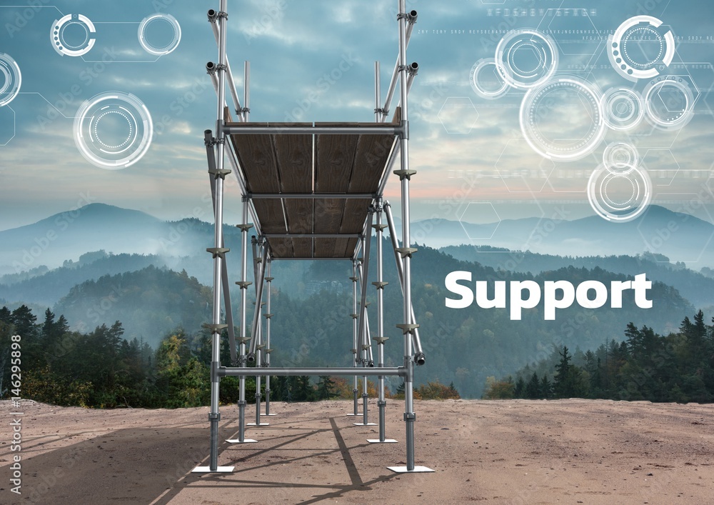 Poster support text with 3d scaffolding