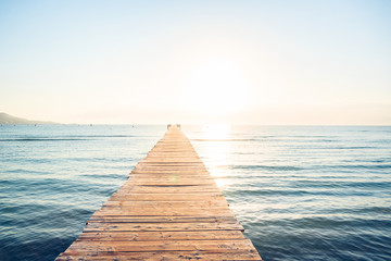 Obraz premium Lonely Pier On Mediterranean Beach