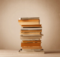 A stack of books with vintage background