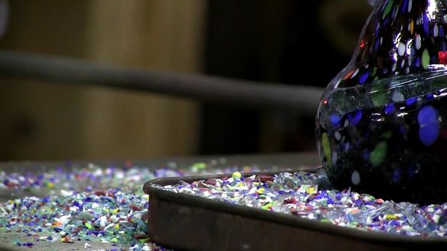 Making a glass vase on the island of Murano, Venice Italy - 1