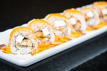 Eel sushi roll maki with cheese