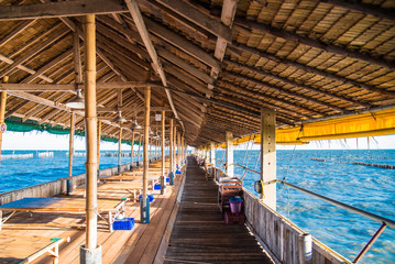 Bamboo house restaurant on the sea at Bang Khun Thian, Bangkok Thailand