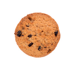 Chocolate chip cookie on white background