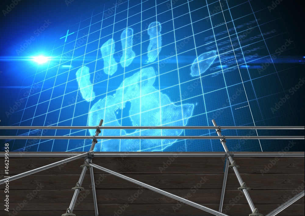 Poster hand print interface with 3d scaffolding