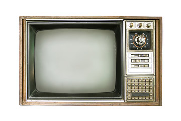 The old TV on the isolated white background