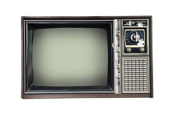 The old TV on the isolated white background