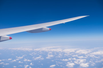 View from window seat of an airplane
