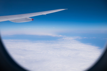 Fototapeta na wymiar View from window seat of an airplane